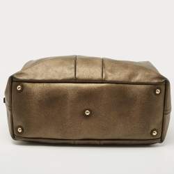 Pre Owned Yves Saint Laurent Gold Textured Leather Easy Y Satchel