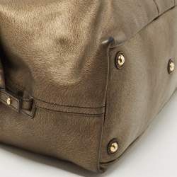 Pre Owned Yves Saint Laurent Gold Textured Leather Easy Y Satchel