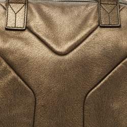 Pre Owned Yves Saint Laurent Gold Textured Leather Easy Y Satchel