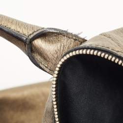 Pre Owned Yves Saint Laurent Gold Textured Leather Easy Y Satchel