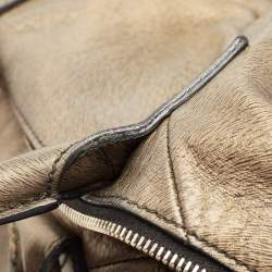 Pre Owned Yves Saint Laurent Gold Textured Leather Easy Y Satchel