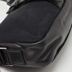 Yves Saint Laurent Black Canvas and Leather Buckle Flap Baguette Bag