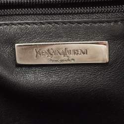 Yves Saint Laurent Black Canvas and Leather Buckle Flap Baguette Bag