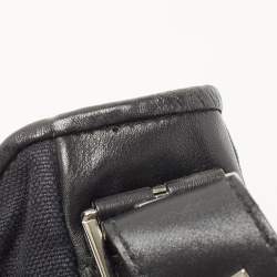Yves Saint Laurent Black Canvas and Leather Buckle Flap Baguette Bag