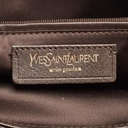 Pre Owned Yves Saint Laurent Brown Leopard Print Calfhair and Leather Studded Flap Satchel