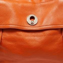 Yves Saint Laurent Orange/Beige Leather and Canvas Muse Two Top Handle Bag