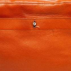 Yves Saint Laurent Orange/Beige Leather and Canvas Muse Two Top Handle Bag