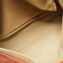 Yves Saint Laurent Orange/Beige Leather and Canvas Muse Two Top Handle Bag