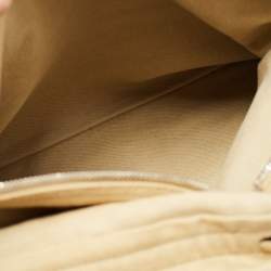 Yves Saint Laurent Orange/Beige Leather and Canvas Muse Two Top Handle Bag