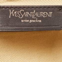 Yves Saint Laurent Orange/Beige Leather and Canvas Muse Two Top Handle Bag