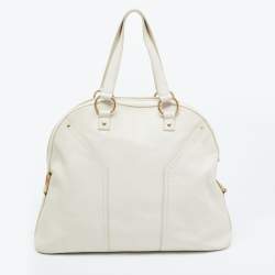 Yves Saint Laurent Off-White Leather Oversized Muse Bag