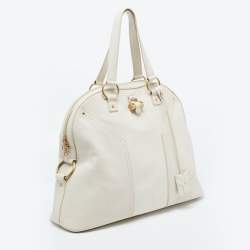 Yves Saint Laurent Off-White Leather Oversized Muse Bag