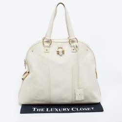 Yves Saint Laurent Off-White Leather Oversized Muse Bag