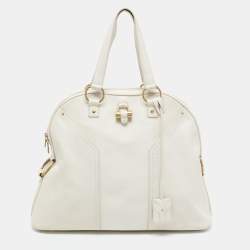 Yves Saint Laurent Off-White Leather Oversized Muse Bag
