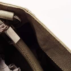 Pre Owned Yves Saint Laurent Light Green Stingray Embossed Leather Roady Hobo