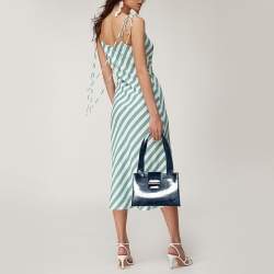 Pre Owned Yves Saint Laurent Blue Patent Vintage Tote