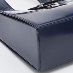 Pre Owned Yves Saint Laurent Blue Patent Vintage Tote