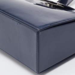 Pre Owned Yves Saint Laurent Blue Patent Vintage Tote