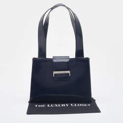 Pre Owned Yves Saint Laurent Blue Patent Vintage Tote