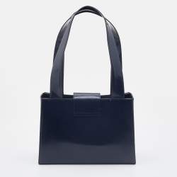 Pre Owned Yves Saint Laurent Blue Patent Vintage Tote