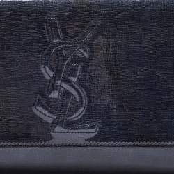 Pre Owned Yves Saint Laurent Deep Green Patent Leather Belle De Jour Flap Clutch