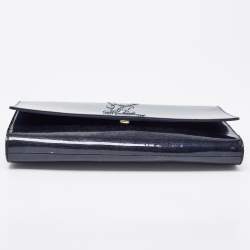 Pre Owned Yves Saint Laurent Deep Green Patent Leather Belle De Jour Flap Clutch