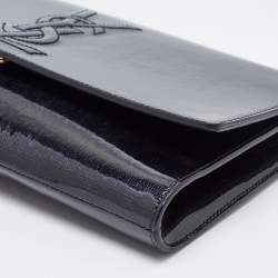 Pre Owned Yves Saint Laurent Deep Green Patent Leather Belle De Jour Flap Clutch