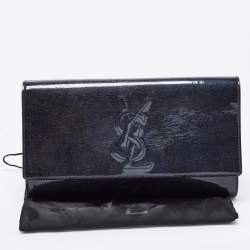 Pre Owned Yves Saint Laurent Deep Green Patent Leather Belle De Jour Flap Clutch
