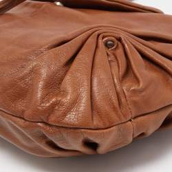 مملوكة مسبقًا Yves Saint Laurent Brown Leather Pleated Hobo