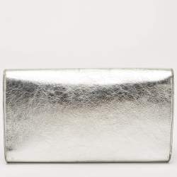 Pre Owned Yves Saint Laurent Silver Leather Belle De Jour Flap Clutch