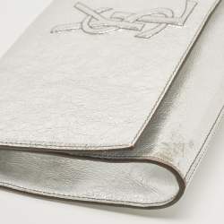 Pre Owned Yves Saint Laurent Silver Leather Belle De Jour Flap Clutch