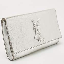 Pre Owned Yves Saint Laurent Silver Leather Belle De Jour Flap Clutch