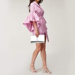 Pre Owned Yves Saint Laurent Silver Leather Belle De Jour Flap Clutch