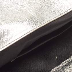 Pre Owned Yves Saint Laurent Silver Leather Belle De Jour Flap Clutch