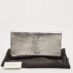 Pre Owned Yves Saint Laurent Silver Leather Belle De Jour Flap Clutch