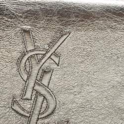 Pre Owned Yves Saint Laurent Silver Leather Belle De Jour Flap Clutch