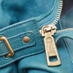 Pre Owned Yves Saint Laurent Teal Green Leather Large Cabas Chyc Tote