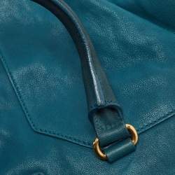 Pre Owned Yves Saint Laurent Teal Green Leather Large Cabas Chyc Tote