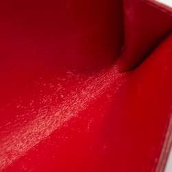 Pre Owned Yves Saint Laurent Red Patent Leather Belle De Jour Flap Compact Wallet