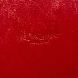 Pre Owned Yves Saint Laurent Red Patent Leather Belle De Jour Flap Compact Wallet