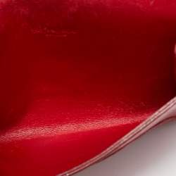 Pre Owned Yves Saint Laurent Red Patent Leather Belle De Jour Flap Compact Wallet