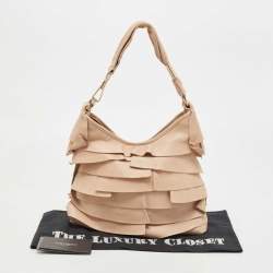Pre Owned Yves Saint Laurent Beige Leather Small St Tropez Hobo