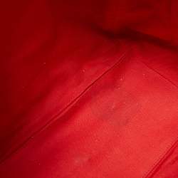 Pre Owned Yves Saint Laurent Red/Beige Leather Lucky Chyc Bowler Bag