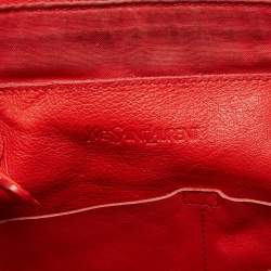 Pre Owned Yves Saint Laurent Red/Beige Leather Lucky Chyc Bowler Bag
