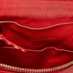 Pre Owned Yves Saint Laurent Red/Beige Leather Lucky Chyc Bowler Bag