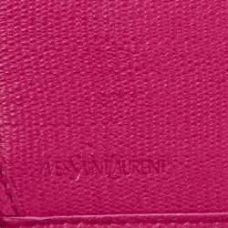Pre Owned Yves Saint Laurent Pink Leather Ligne Y Charm Flap Wallet 