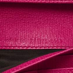 Pre Owned Yves Saint Laurent Pink Leather Ligne Y Charm Flap Wallet 