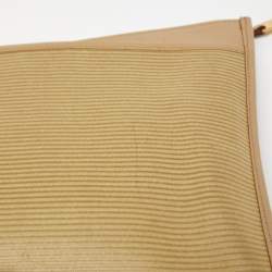 Pre Owned Yves Saint Laurent Beige/Olive Green Coated Fabric Zip Pouch