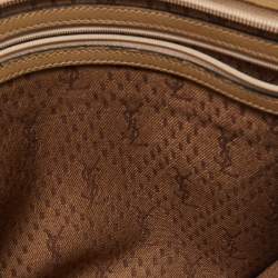 Pre Owned Yves Saint Laurent Beige/Olive Green Coated Fabric Zip Pouch