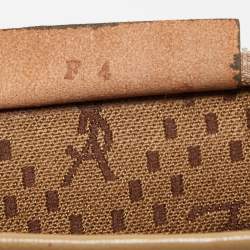 Pre Owned Yves Saint Laurent Beige/Olive Green Coated Fabric Zip Pouch